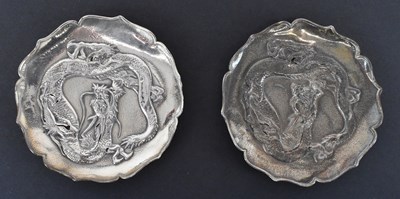 Lot 749 - A pair of Chinese Export silver dishes...