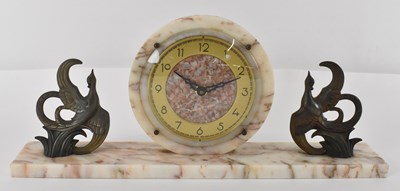 Lot 161 - A French Art Deco marble mantel timepiece,...