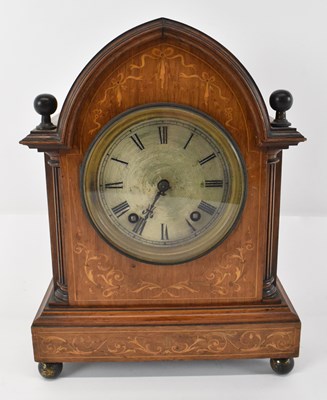 Lot 163 - An Edwardian inlaid eight day mantel clock on...