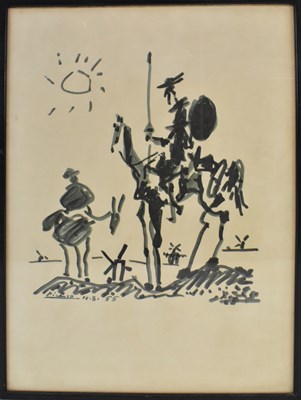 Lot 282 - IN THE STYLE OF PICASSO; black and white print,...