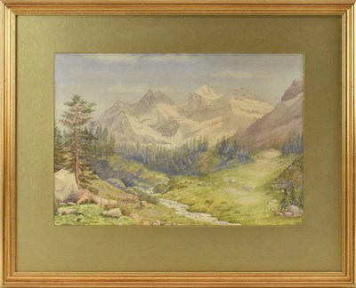 Lot 281 - UNATTRIBUTED; watercolour alpine scene,...