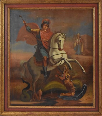 Lot 179 - An 18th century Russian icon, oil on board, St...