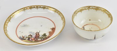 Lot 483 - MEISSEN; an 18th century tea bowl and saucer...