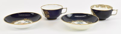 Lot 489 - SEVRES; a cobalt blue teacup and saucer,...