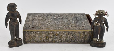 Lot 325 - An Indian bronze box, with secret slide-out...