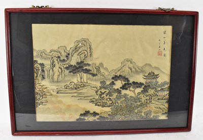 Lot 284 - A modern Chinese watercolour rural scene,...