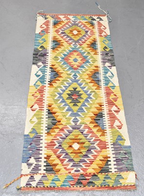 Lot 118 - A handmade Chobi Kilim runner, 153 x 65cm.