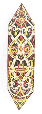 Lot 568 - A large tribal shield with black, red, yellow...