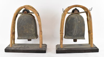 Lot 570 - A pair of cast metal and bamboo supported...