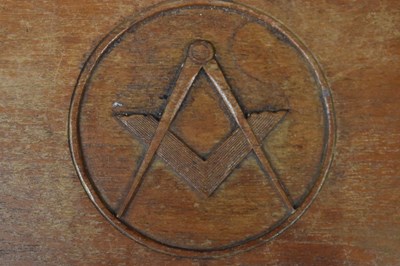 Lot 307 - An early 20th century oak Masonic blanket box...