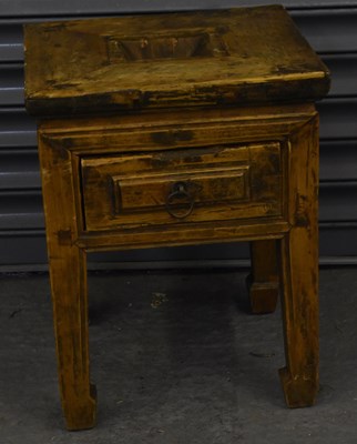 Lot 82 - A Chinese elm grain box with drawer, width 39cm.