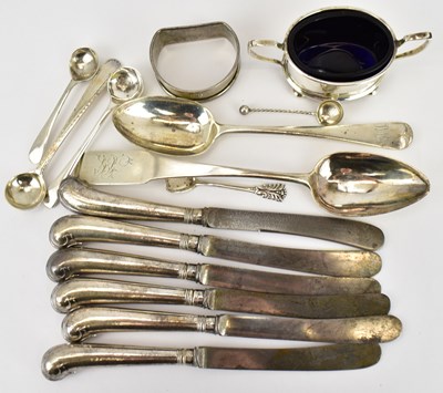 Lot 626 - Mixed hallmarked silver cutlery to include a...