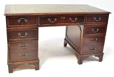 Lot 33 - A mahogany reproduction pedestal desk with...