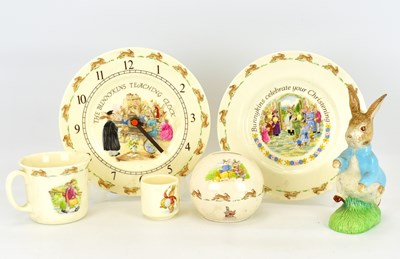 Lot 280 - ROYAL DOULTON; five Bunnykins items comprising,...