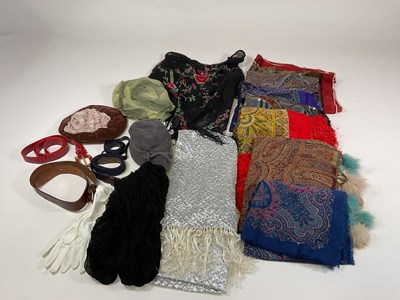 Lot 95 - Vintage accessories including scarves, shawls,...