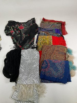 Lot 95 - Vintage accessories including scarves, shawls,...