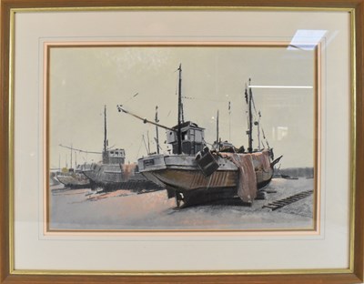 Lot 249 - DEREK WILLIAMS (1932-2009); pastel, beached...