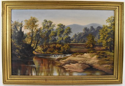 Lot 296 - J HARRIS; Victorian oil on canvas river scene,...