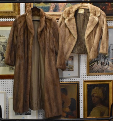 Lot 448 - A full length mink fur coat and a mink fur...