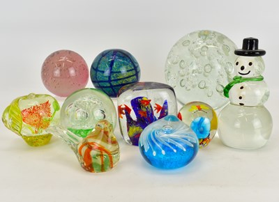 Lot 341 - Ten various art glass paperweights to include...