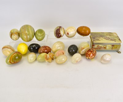 Lot 156 - Approximately twenty-one onyx, polished marble...