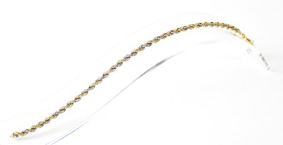 Lot 810 - A yellow and white 9ct gold rope twist...