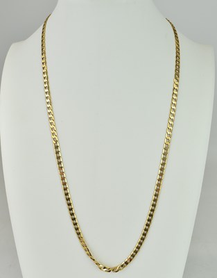 Lot 839 - A 9ct gold flat curb link necklace with...