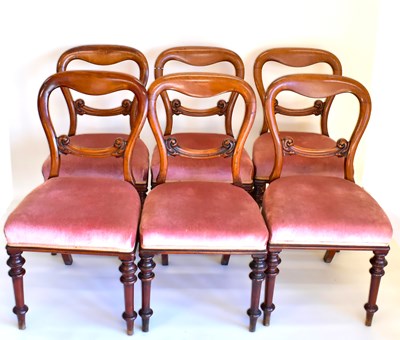 Lot 53 - A set of six Victorian mahogany balloon back...