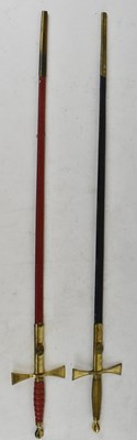 Lot 335 - Two Masonic swords, one with red leather...