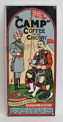 Lot 352 - A Camp Coffee advertising sign, 36 x 16.5cm.