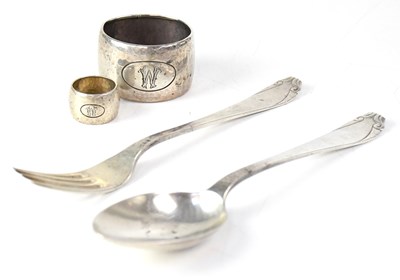 Lot 662 - A Dutch silver spoon and a matching fork,...