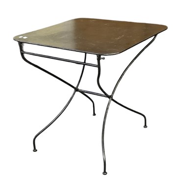 Lot 156 - A wrought iron folding garden table, top...