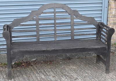 Lot 154 - A modern teak Lutyens garden bench, width 160cm.