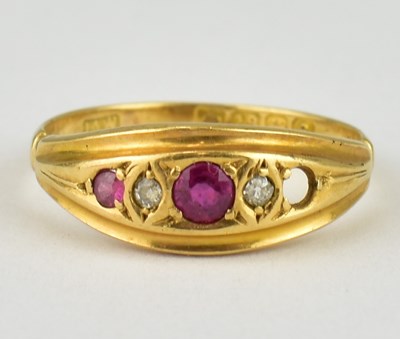 Lot 739 - An 18ct gold 19th century diamond and ruby set...