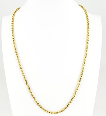 Lot 846 - A 9ct gold rope twist necklace with ring clasp,...