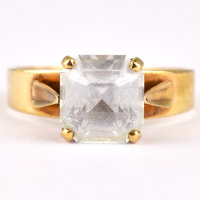 Lot 766 - A 9ct gold single white stone set dress ring,...