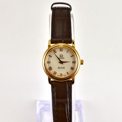 Lot 936 - OMEGA; a ladies' 18ct gold 'Prestige De Ville'...