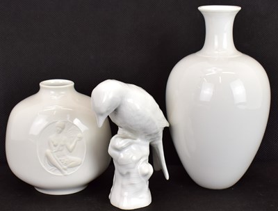 Lot 325 - KPM BERLIN; three modern white glazed...