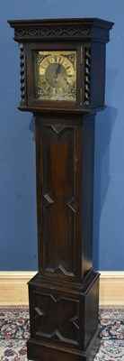 Lot 2014 - A mid 20th century chiming oak longcase clock...