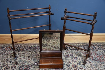 Lot 127 - Two 19th century mahogany towel rails, larger...