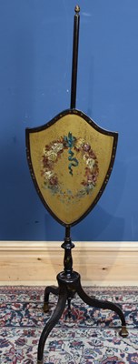Lot 128 - A 19th century ebonised and hand painted pole...