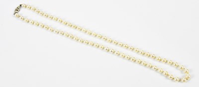 Lot 419 - A single strand of pearls with 9ct white gold...