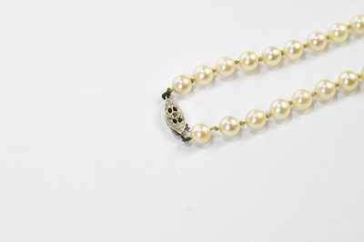 Lot 419 - A single strand of pearls with 9ct white gold...