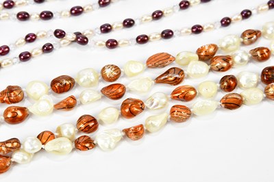 Lot 531 - A double strand natural pearl necklace and two...