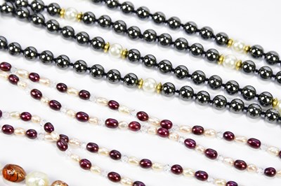 Lot 531 - A double strand natural pearl necklace and two...