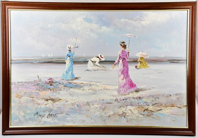 Lot 2581 - MARIE CHARLOT: oil on canvas, ladies on a...