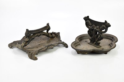 Lot 1208 - Two cast iron boot scrapers, larger 20cm.