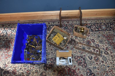 Lot 1226 - A collection of copper, brass iron hardware,...