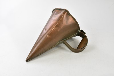 Lot 1220 - Three copper cider warmers, largest 30cm.