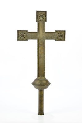 Lot 1224 - A brass crucifix, 61cm.